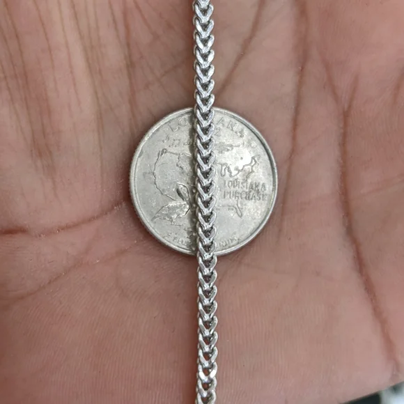 14kt Real White Gold Franco Diamond Cut Chain